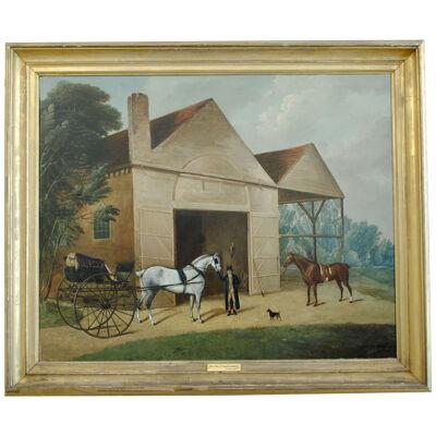 David Dalby Oil on Canvas Bell Hall Stables and Harper