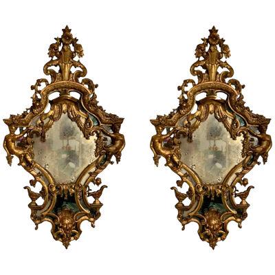 A PAIR OF LATE 18TH CENTURY ITALIAN MIRRORS OF GOOD SIZE