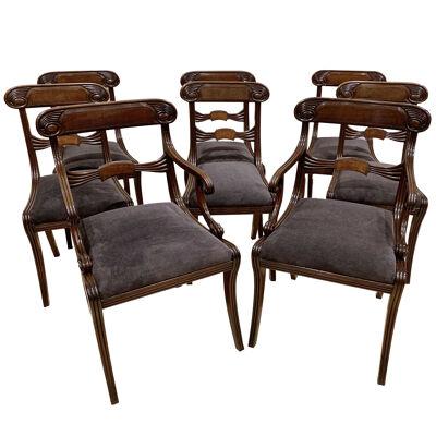 Set of Nine Regency Mahogany Dining Chairs