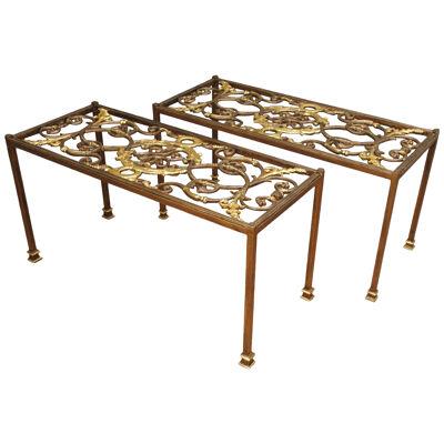 PAIR OF 19TH CENTURY FRENCH GILT CAST IRON COFFEE TABLES
