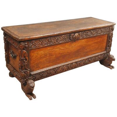 A RARE SPANISH COLONIAL CARVED COFFER