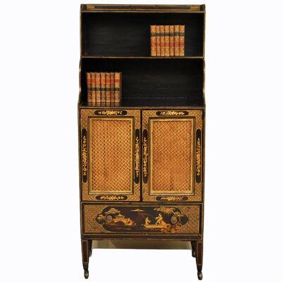 Regency Black and Gilt Lacquered Bookcase 