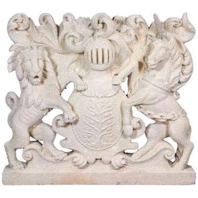 18th C, Style Stone Armorial Heraldic Crest Sculpture, Royal Coat of Arms