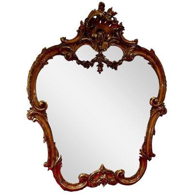 Antique French Louis XV Style Carved Walnut Mirror