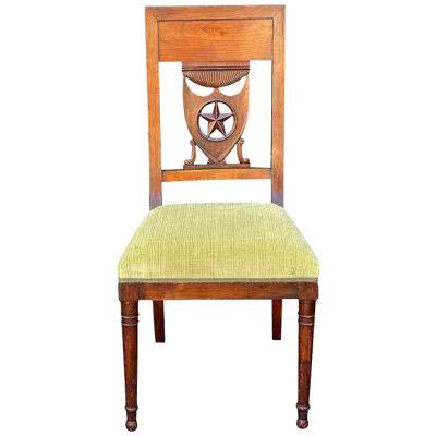 Antique 19th C Empire Star & Shield Coat of Arms Dining Chair
