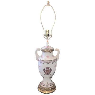 Antique Samson French Porcelain Vase, Chinese Armorial Crest Table Lamp