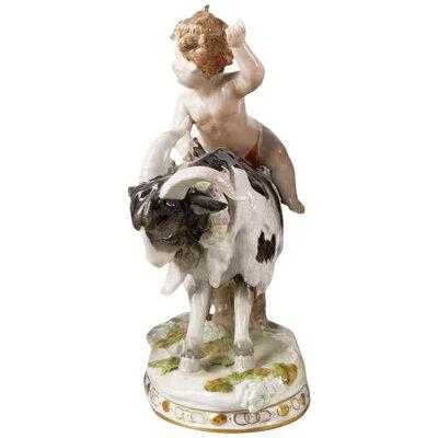 Scheibe Alsbach Kister Porcelain Nude Putti Riding Thuringian Goat Figurine