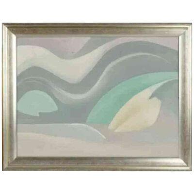 Modern Abstract Landscape Painting by Barbara Beretich, Silver Wide, 1980s