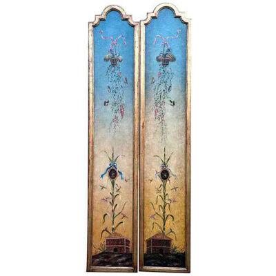 Pair of Minton-Spidell Vintage Hand Painted Scenic Diptych Oil Painting Panels