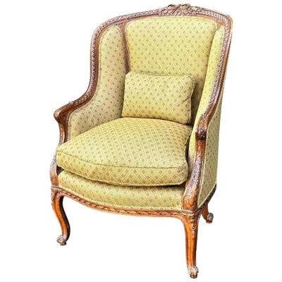 Antique French Fruitwood Bergere armchair, 19th Century