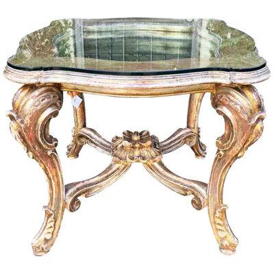 Antique 18th Century Style Rococo Venetian Giltwood Table by W Antiqued Mirror