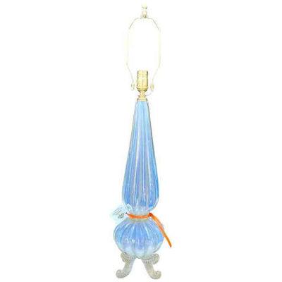 Vintage Mid Century Modern Murano Italian Art Glass Footed Lamp