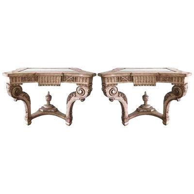 Pair of Regency Style Carved Italian Giltwood Console Table, 1990s