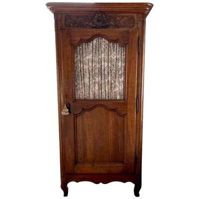 Antique French Country Fruitwood Bonnetierre Cupboard Cabinet, 18th Century