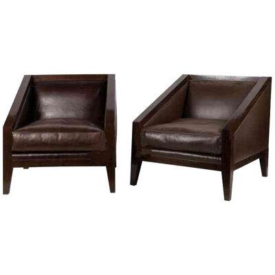Pair of Rose Tarlow Melrose House Art Deco Style Club Armchairs