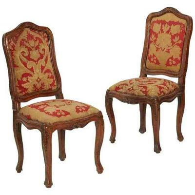 Antique Italian Rococo Side Chairs, 18th Century
