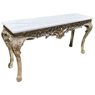 18th C Style Giltwood & Calcutta Marble Console Table