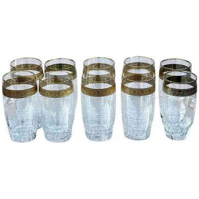 Set of 10 Moser Gold Encrusted Crystal Juice Tumblers, 1980s