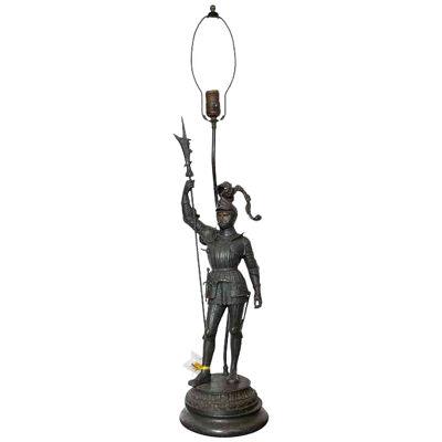 Antique Knight in Armor Figural Table Lamp, Early 20th Century