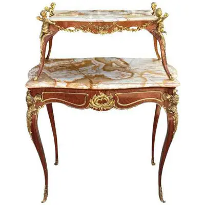 Antique Gilt Bronze Louis XVI Two Tier Tea Table
