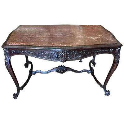 Antique French Provincial Marble Top Center Table, Early 19th Century