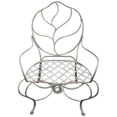 Rustic Italian Gregorius Pineo Wrought Iron Leaf Back Twig Outdoor Chair