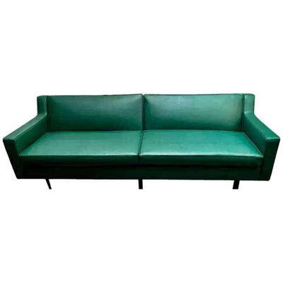 Edward Wormley Dunbar Mid-Century Modern Green Faux Leather Glamour Sofa, 1960s