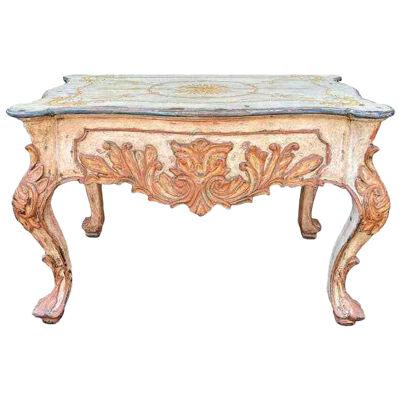 Quatrain for Dessin Fournir Carved Venetian Style Italian Paint Decorated Table