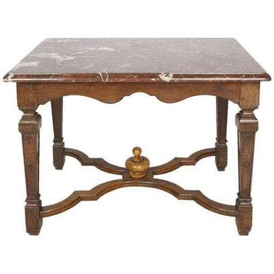 Antique Regence Style Oak & Marble Table, Early 19 Century