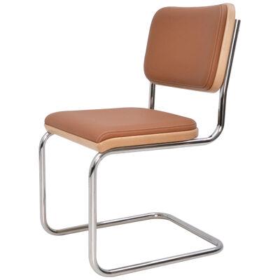 MODERN CONTEMPORARY Tubular steel cantilever upholstered chair