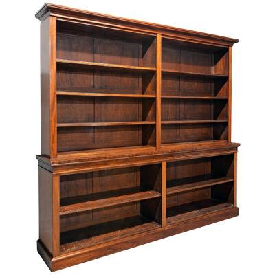 Large Victorian Breakfront Open Bookcase in Four-Parts, Mahogany, c. 1860