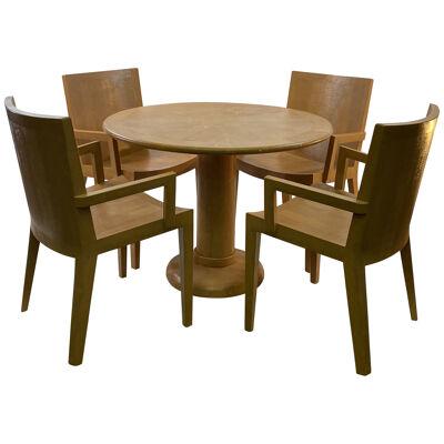 KARL SPRINGER JMF LIZARD EMBOSSED DINING TABLE AND CHAIRS