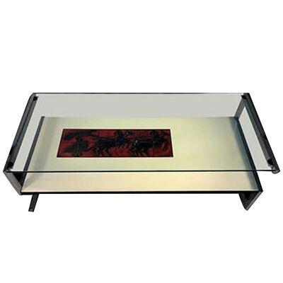 Amazing Italian Modernist Tile, Laminate and Rosewood Chrome Frame Coffee Table