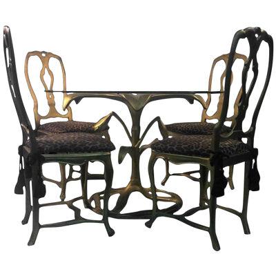 Arthur Court Gilded Tiger Lily Dining Table & Chairs - Set of 5