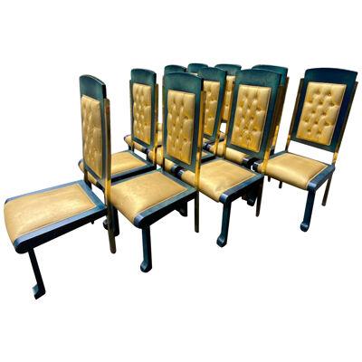 RARE MAGNIFICIENT OPULENT SUITE OF TEN DINING CHAIRS DESIGNED BY PAOLO GUCCI