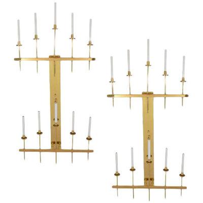 Monumental Modernist Brass Sconces Attributed to Tommi Parzinger - a Pair