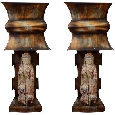 Extraordinary 1940s James Mont Asian Lamps - a Pair