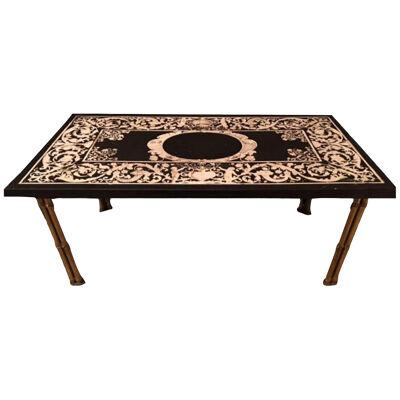 Gilt Bronze Bamboo Leg Coffee Table With Ornate Top