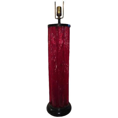 Unusual Dramatic Red Tronchi Murano Glass Lamp by Venini