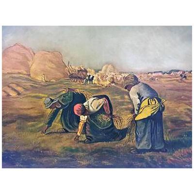 1920s Signed Painting After Jean-francois Millet 'the Gleaners'