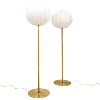 Midcentury Modern Pair of Brass Floor Lamps Luxus, Sweden, 1970s