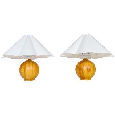 Mid-Century Modern Sculptural Table Lamps in Solid Pine, Sweden, 1970s