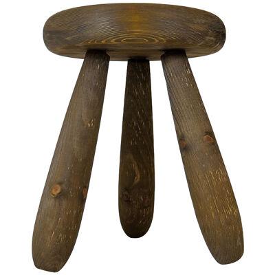 Sculptural Stool in Stained Pine, Attributed to Ingvar Hildingsson, Sweden,1970s