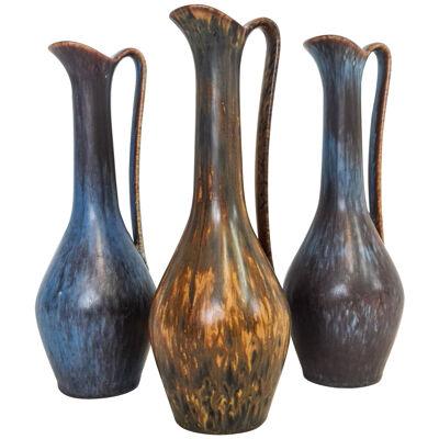 Midcentury Set of 3 Ceramic Vases Rörstrand Gunnar Nylund, Sweden