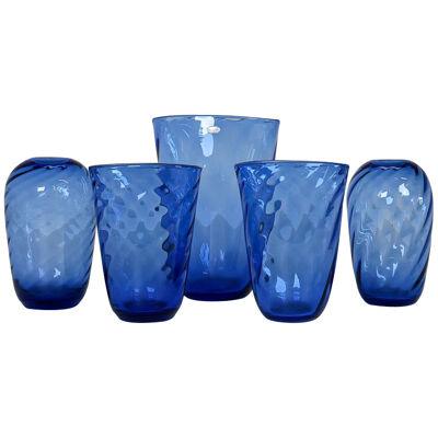 Art Deco Set of 5 Glass Vases  Reijmyre, Sweden, 1940s