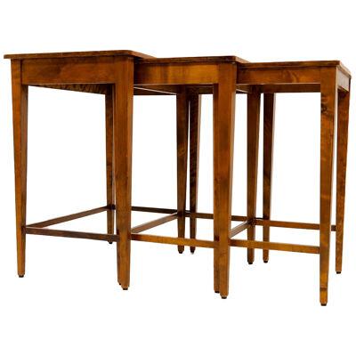 Art Deco Nesting Tables Mahogany and Stained Birch, NK Sweden 1940s