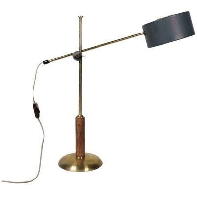 Midcentury Modern Rare Brass and Walnut Table Lamp by Einar Bäckström, Sweden