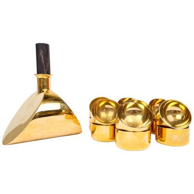 Collection of Decanter and Bowls in Brass Pierre Forsell Skultuna, Sweden, 1970s