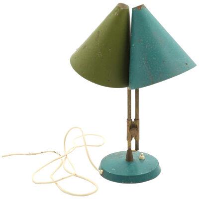 1959 Bent Karlby 'Mosaik' Adjustable Brass & Lacquered Metal Table Lamp for Lyfa
