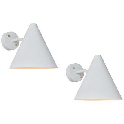 Pair of Hans-Agne Jakobsson 'Tratten' Outdoor Sconces in White